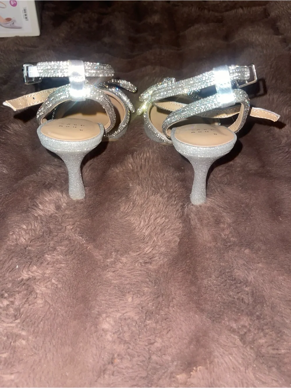 a new day Silver Glitter Pointed Toe Bow Ankle-Strap Heels - Picture 3 of 4